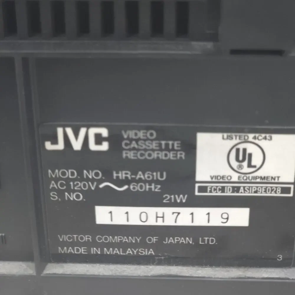 JVC HR-A61U 4-Head Hi-Fi VHS VCR Player Recorder Tested Works Vijay Cassette Pla